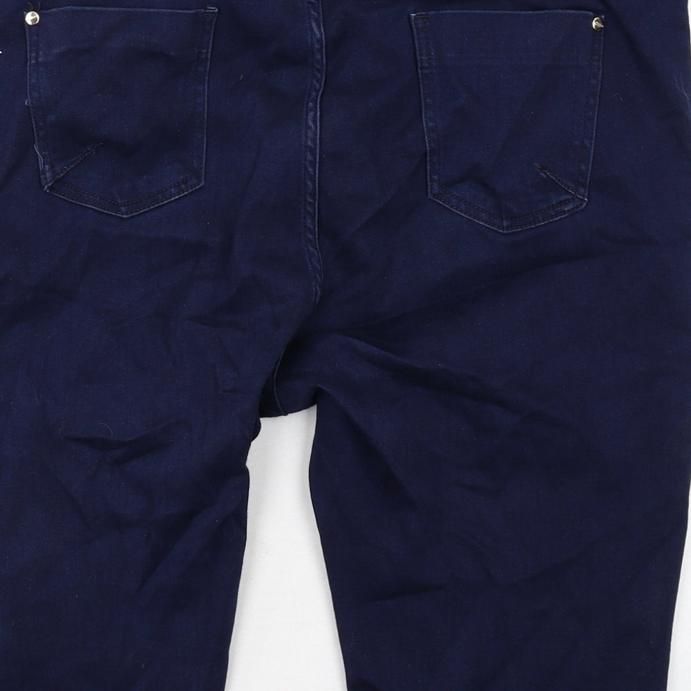 Marks and Spencer Womens Blue Cotton Skimmer Shorts Size 20 Regular Zip