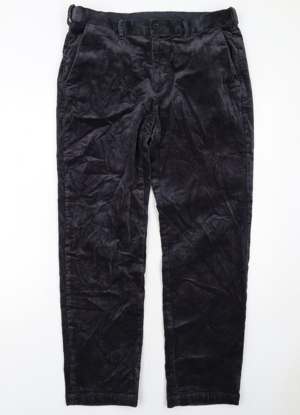 Marks and Spencer Mens Grey Cotton Trousers Size 36 in L31 in Regular Zip