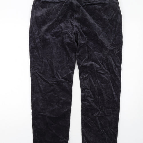 Marks and Spencer Mens Grey Cotton Trousers Size 36 in L31 in Regular Zip