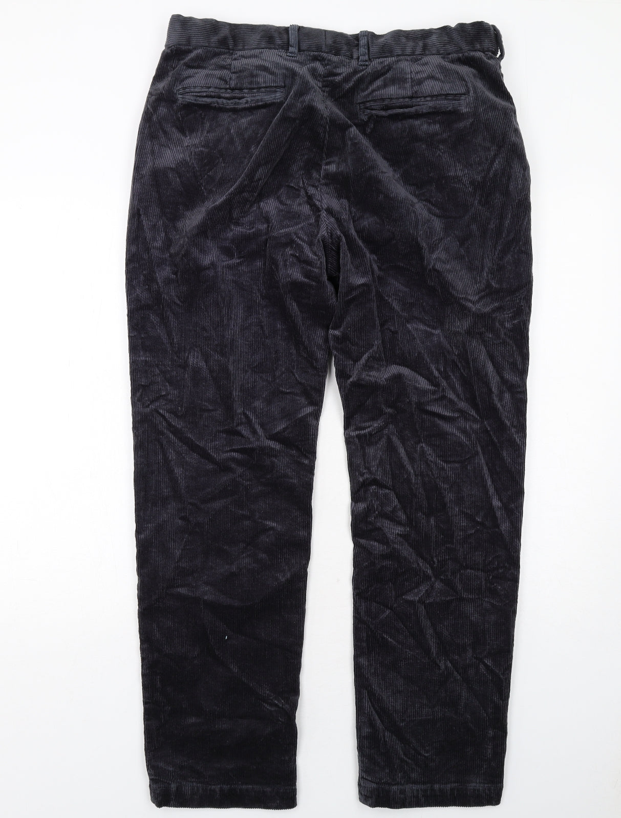 Marks and Spencer Mens Grey Cotton Trousers Size 36 in L31 in Regular Zip