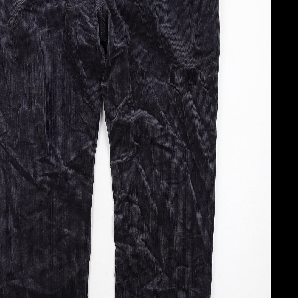Marks and Spencer Mens Grey Cotton Trousers Size 36 in L31 in Regular Zip