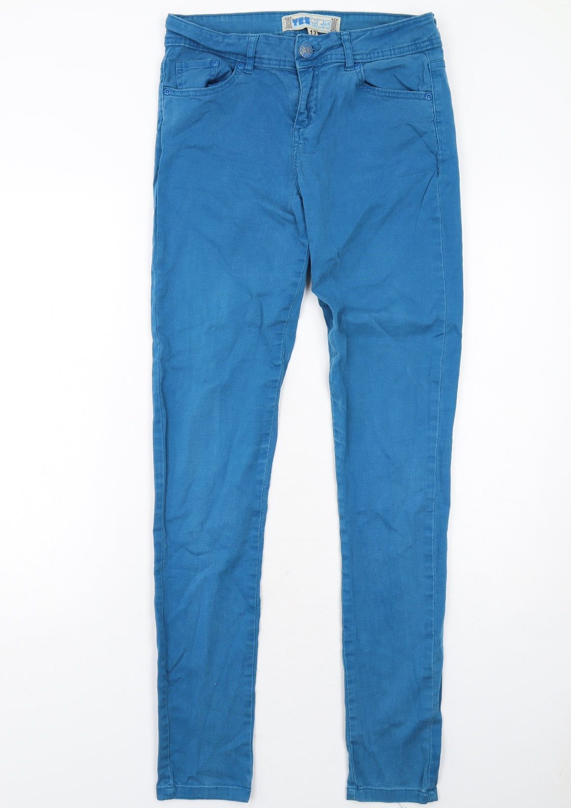 New Look Womens Blue Cotton Skinny Jeans Size 12 Regular Zip