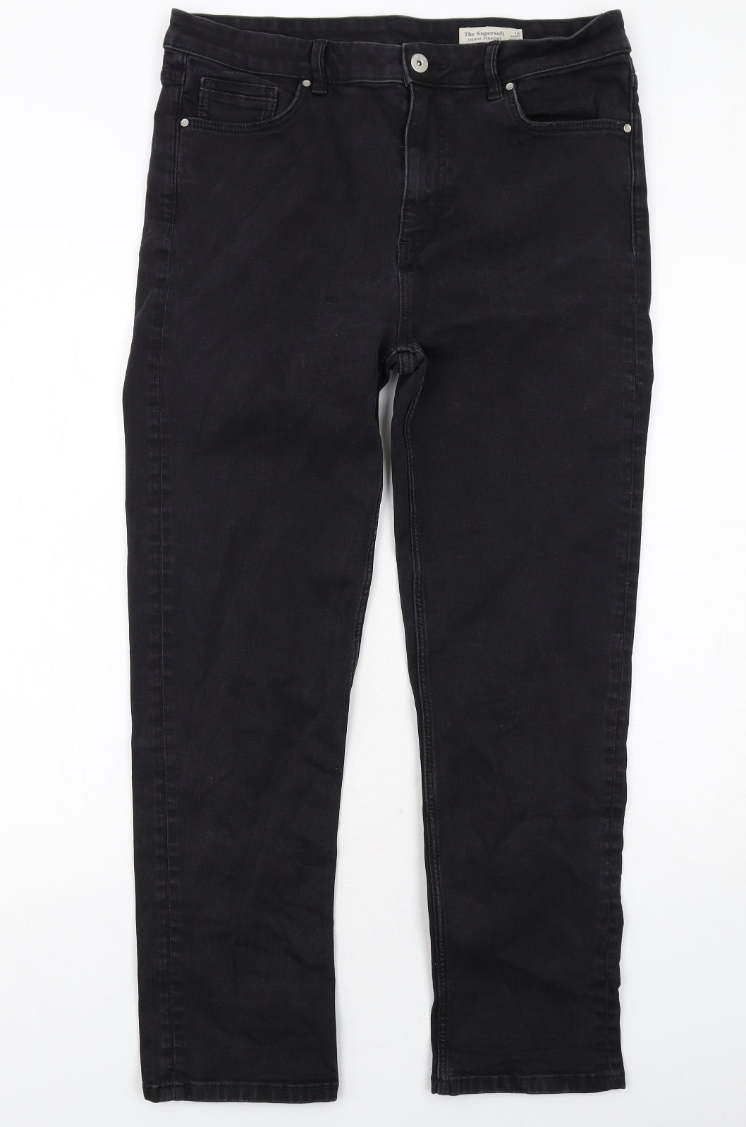 Marks and Spencer Womens Black Cotton Skinny Jeans Size 16 Regular Zip