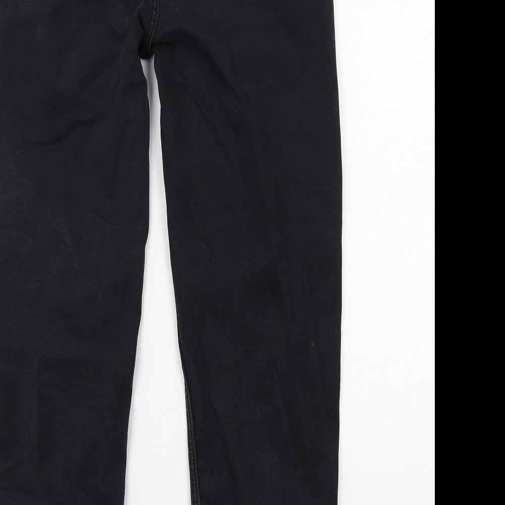 Marks and Spencer Womens Black Cotton Skinny Jeans Size 16 Regular Zip