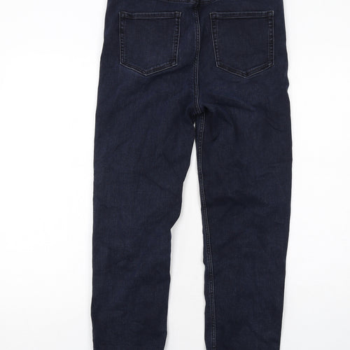 Marks and Spencer Womens Blue Cotton Straight Jeans Size 12 Regular Zip - Cigarette Style