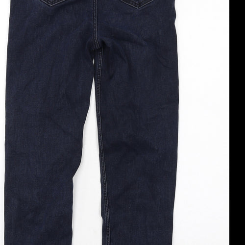 Marks and Spencer Womens Blue Cotton Straight Jeans Size 12 Regular Zip - Cigarette Style