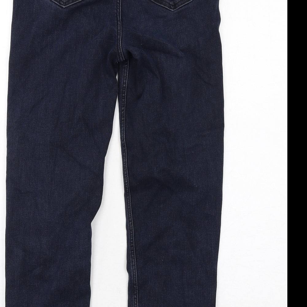 Marks and Spencer Womens Blue Cotton Straight Jeans Size 12 Regular Zip - Cigarette Style