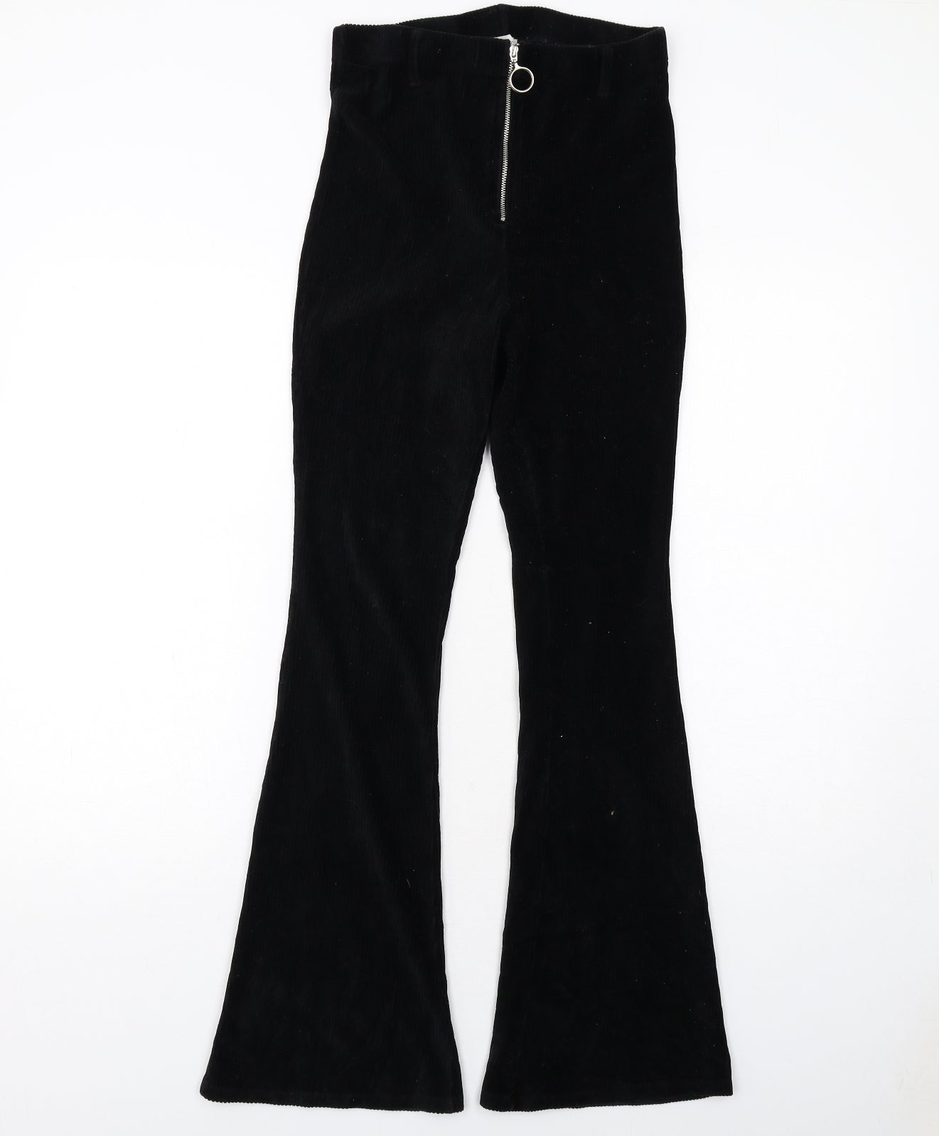 Topshop Womens Black Cotton Trousers Size 12 Regular Zip
