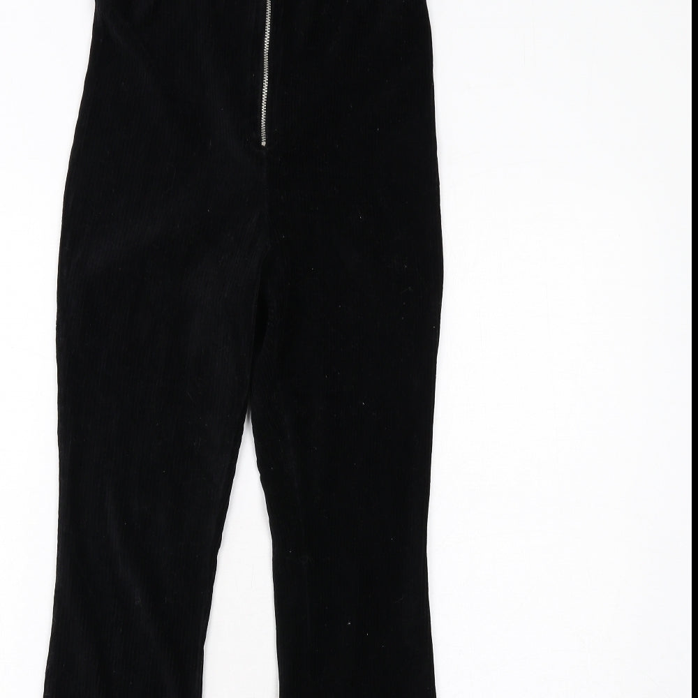 Topshop Womens Black Cotton Trousers Size 12 Regular Zip
