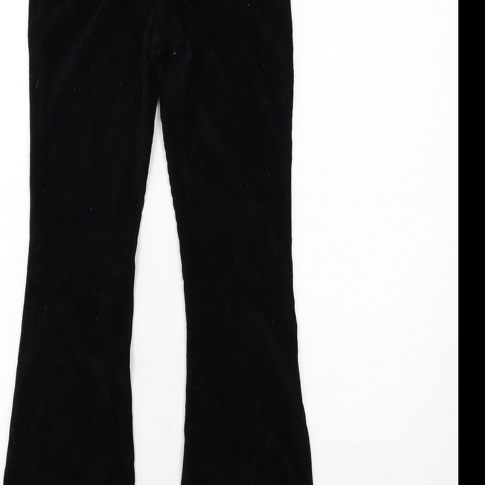 Topshop Womens Black Cotton Trousers Size 12 Regular Zip