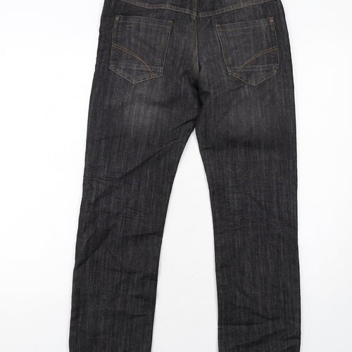 Marks and Spencer Boys Black Cotton Straight Jeans Size 11-12 Years Regular Zip