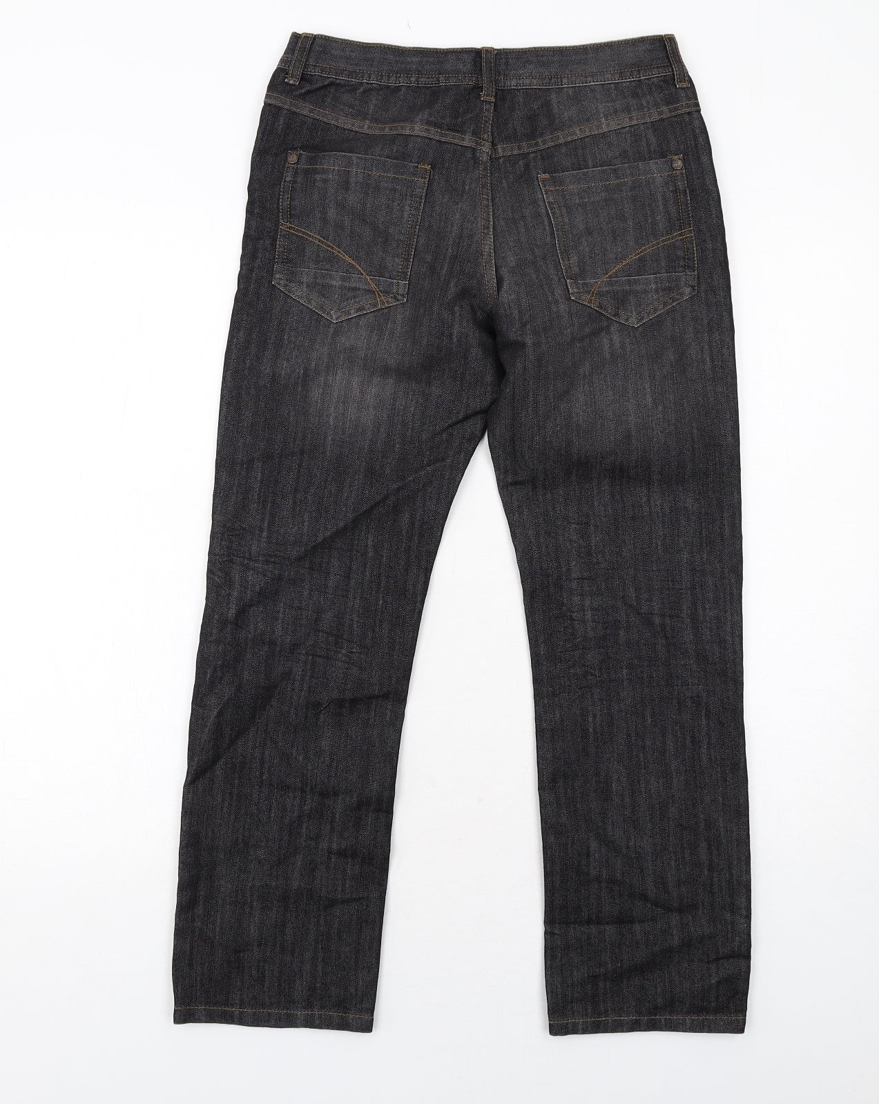 Marks and Spencer Boys Black Cotton Straight Jeans Size 11-12 Years Regular Zip