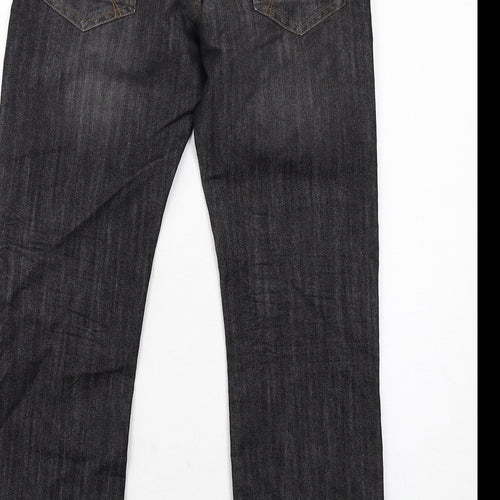 Marks and Spencer Boys Black Cotton Straight Jeans Size 11-12 Years Regular Zip