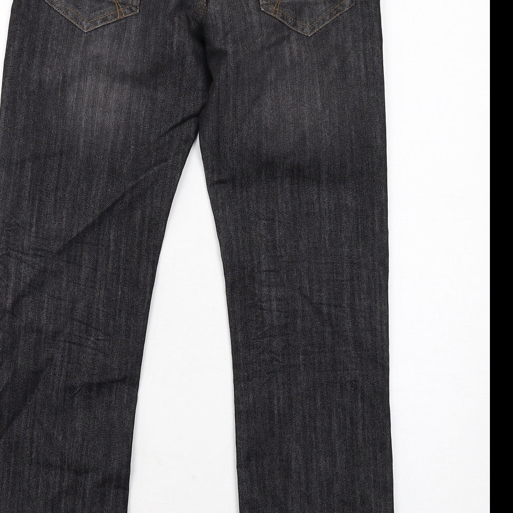 Marks and Spencer Boys Black Cotton Straight Jeans Size 11-12 Years Regular Zip