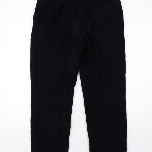 Marks and Spencer Mens Blue Cotton Trousers Size 34 in L31 in Regular Zip