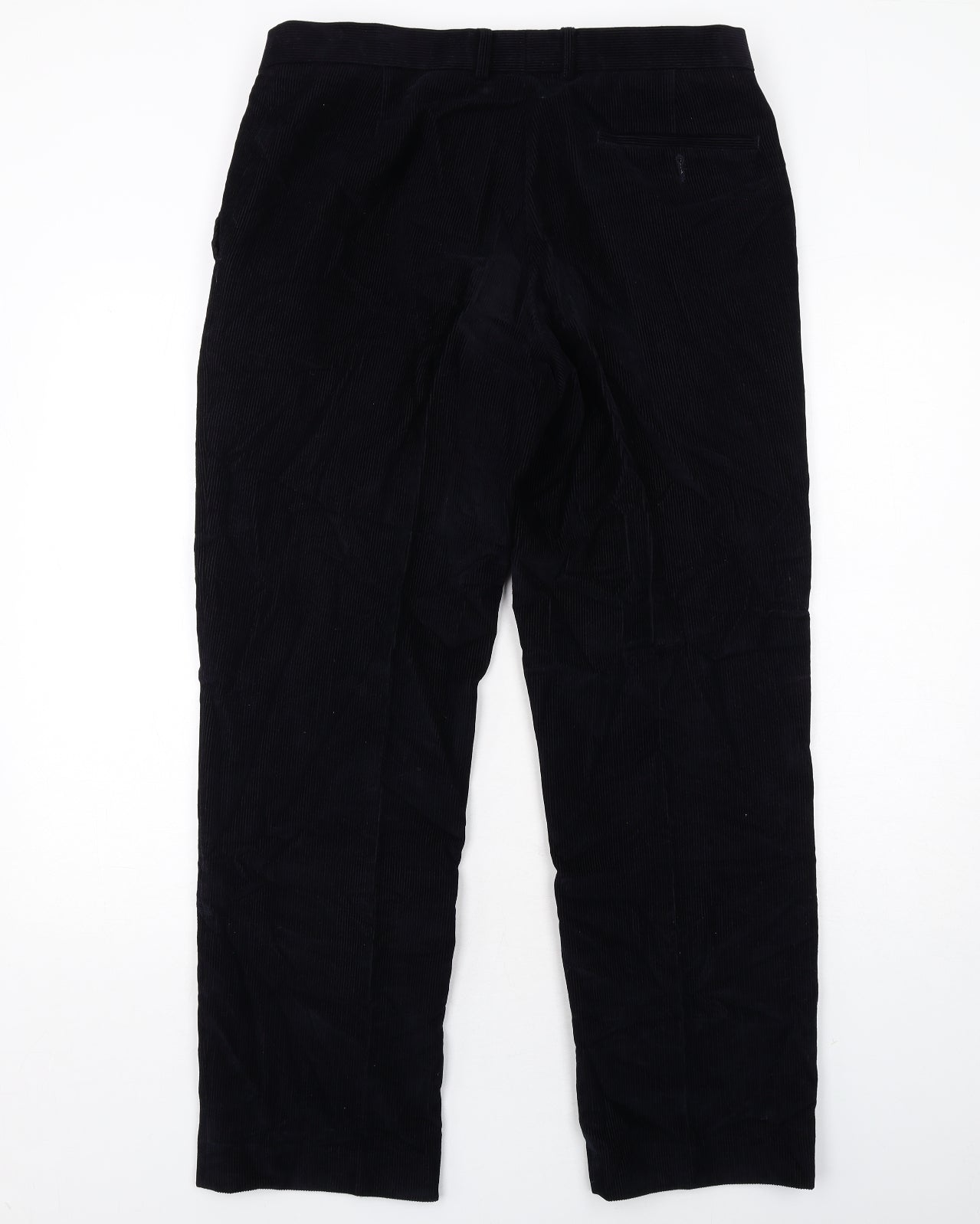 Marks and Spencer Mens Blue Cotton Trousers Size 34 in L31 in Regular Zip