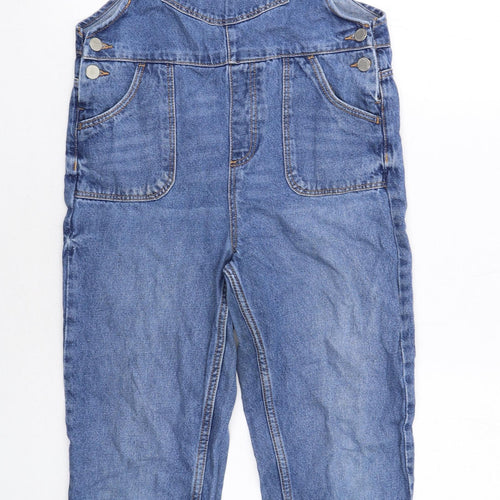 NEXT Girls Blue Cotton Dungaree One-Piece Size 11 Years Button
