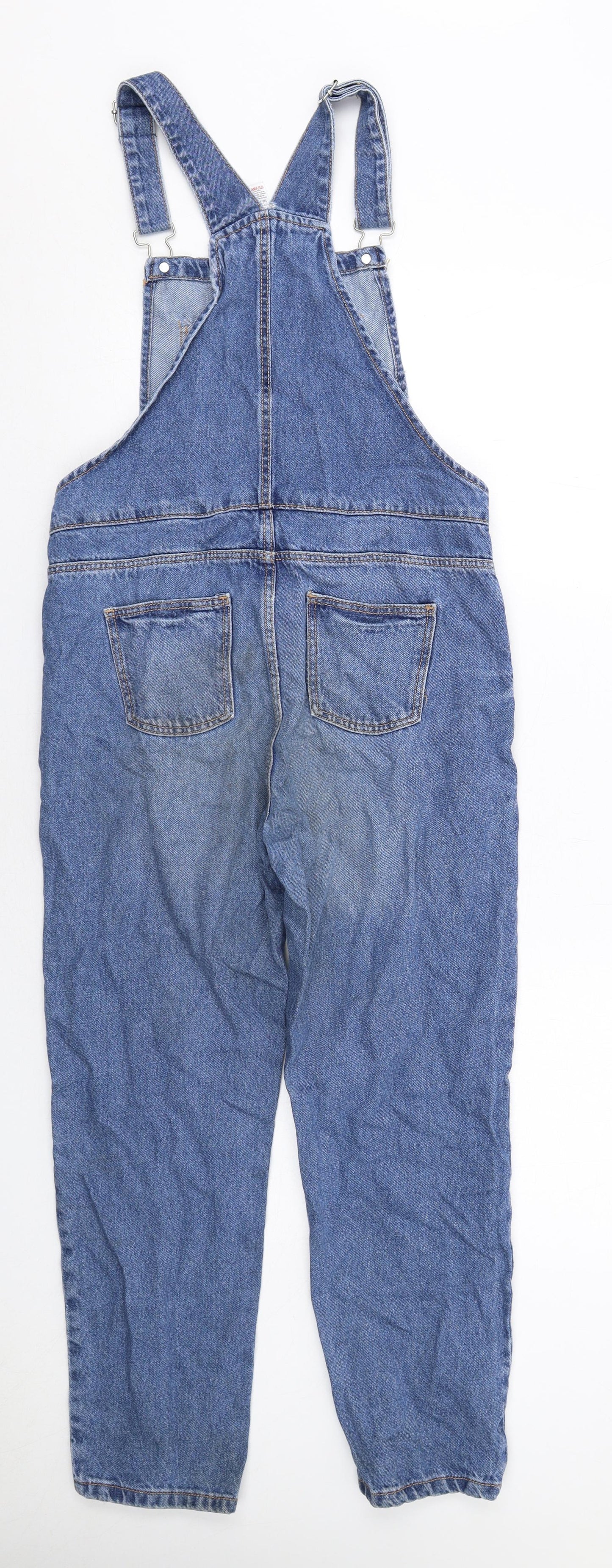 NEXT Girls Blue Cotton Dungaree One-Piece Size 11 Years Button