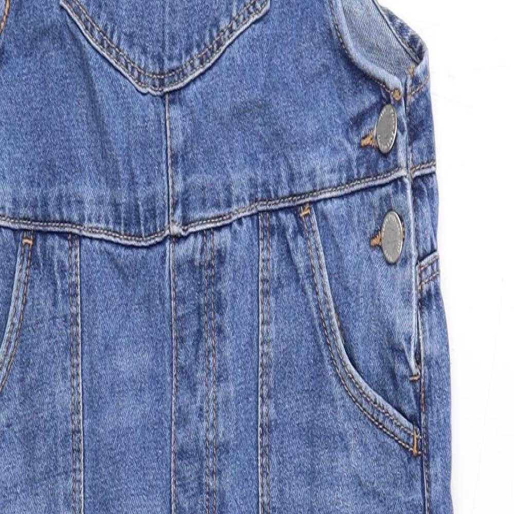 NEXT Girls Blue Cotton Dungaree One-Piece Size 11 Years Button