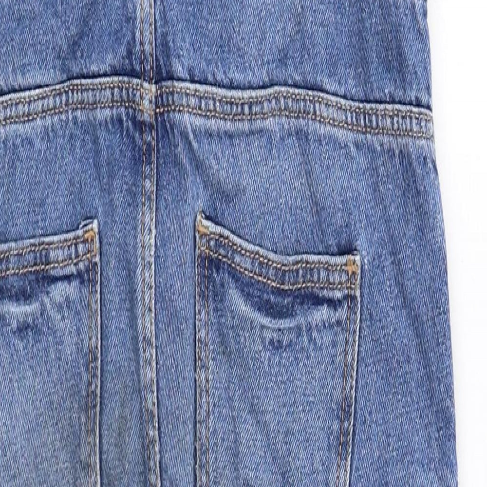 NEXT Girls Blue Cotton Dungaree One-Piece Size 11 Years Button