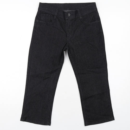 Marks and Spencer Womens Black Cotton Straight Jeans Size 8 Regular Zip
