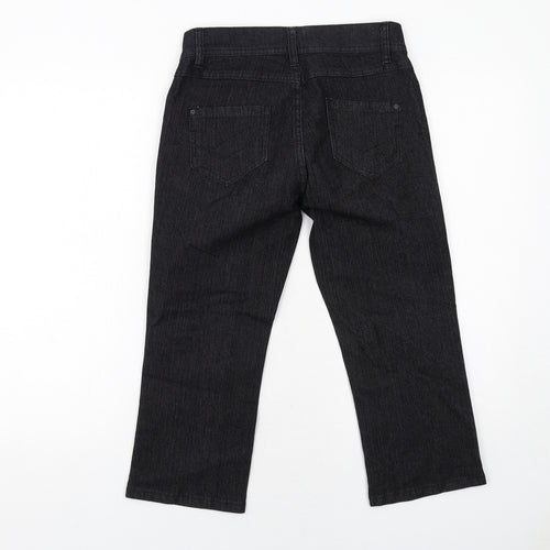 Marks and Spencer Womens Black Cotton Straight Jeans Size 8 Regular Zip