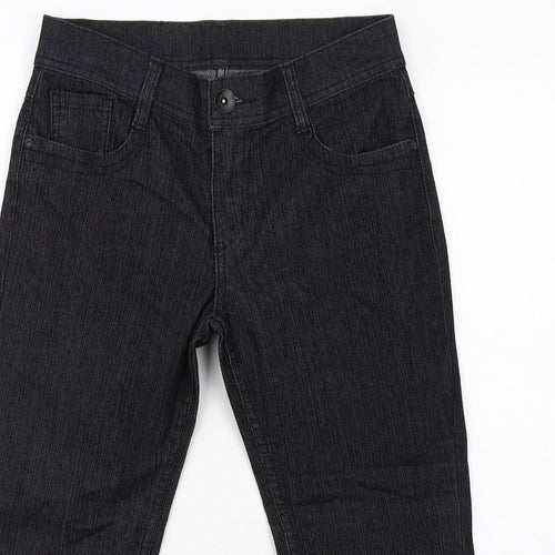 Marks and Spencer Womens Black Cotton Straight Jeans Size 8 Regular Zip