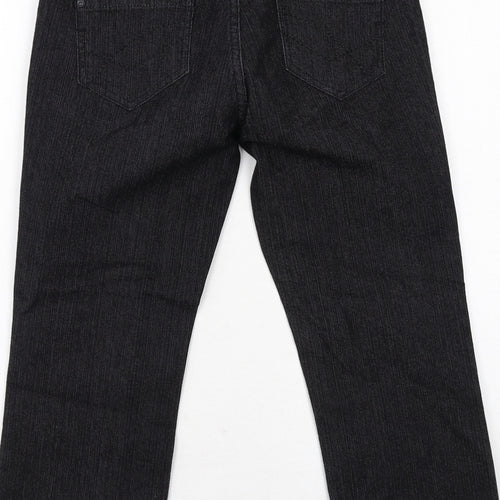 Marks and Spencer Womens Black Cotton Straight Jeans Size 8 Regular Zip