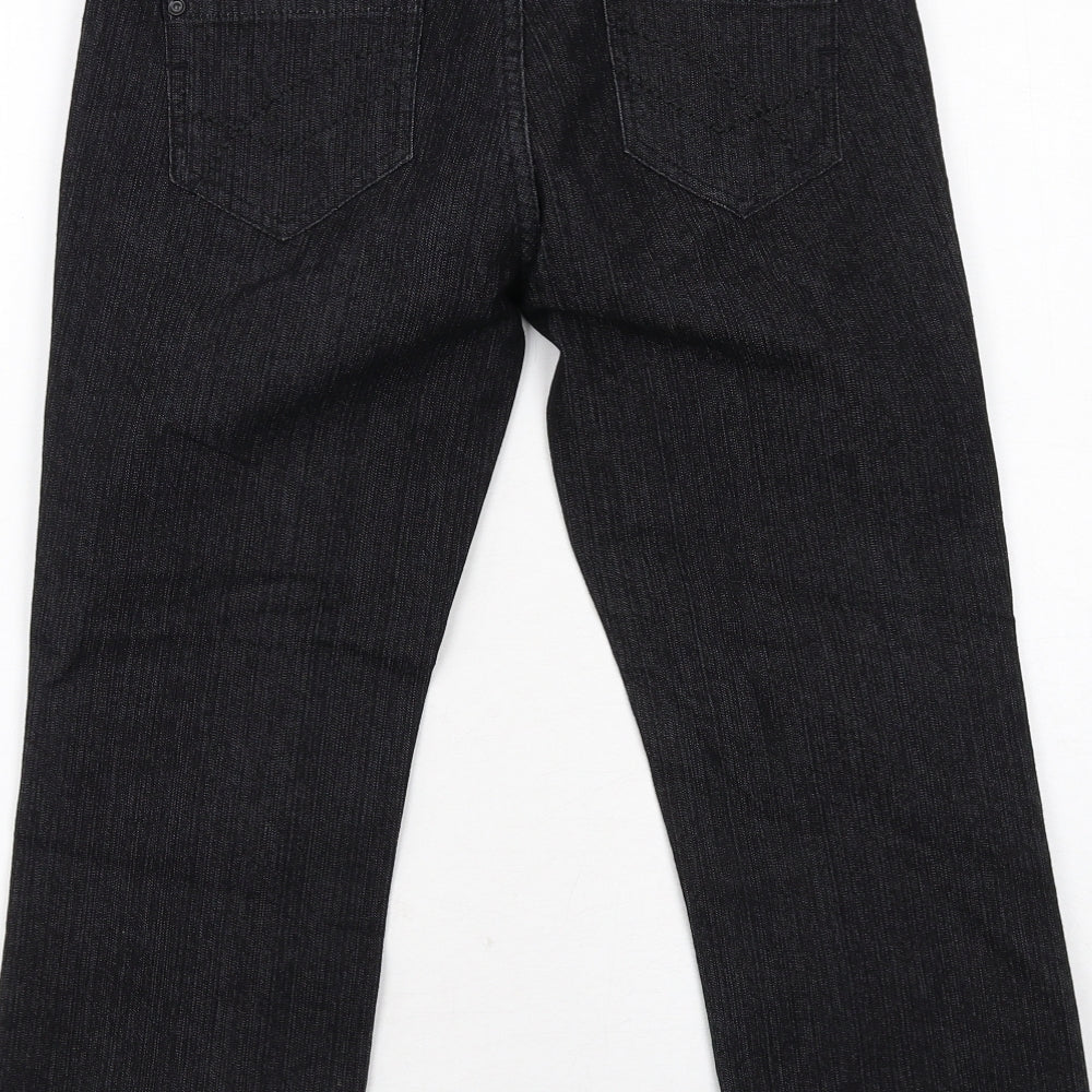 Marks and Spencer Womens Black Cotton Straight Jeans Size 8 Regular Zip