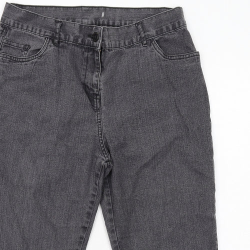 Marks and Spencer Womens Grey Cotton Skinny Jeans Size 16 Regular Zip