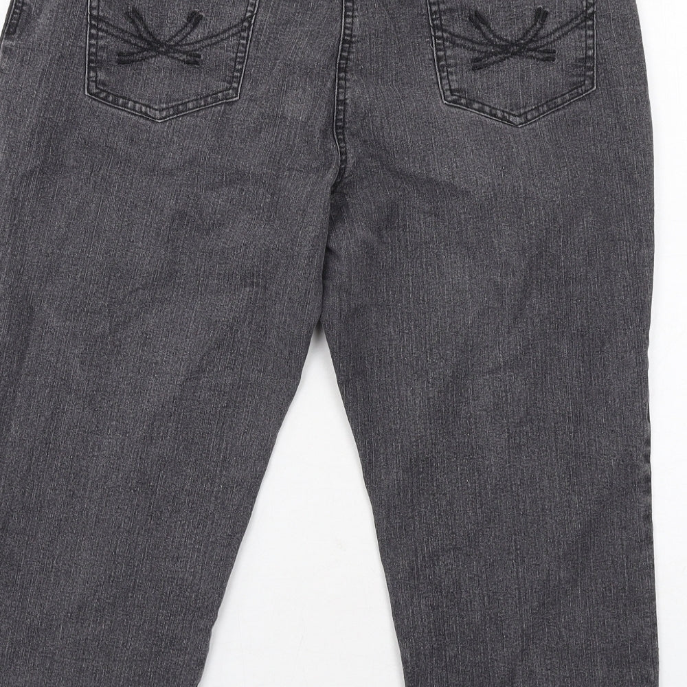 Marks and Spencer Womens Grey Cotton Skinny Jeans Size 16 Regular Zip