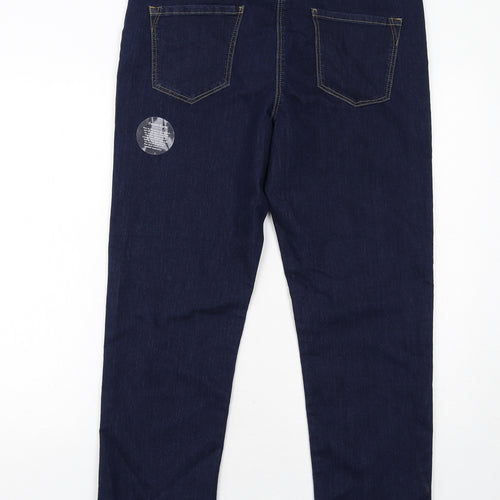 Bonmarché Womens Blue Cotton Straight Jeans Size 16 Slim Zip