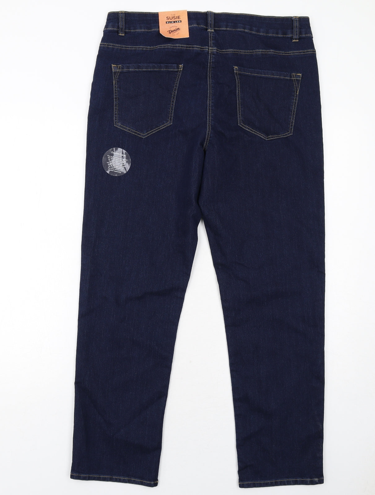 Bonmarché Womens Blue Cotton Straight Jeans Size 16 Slim Zip