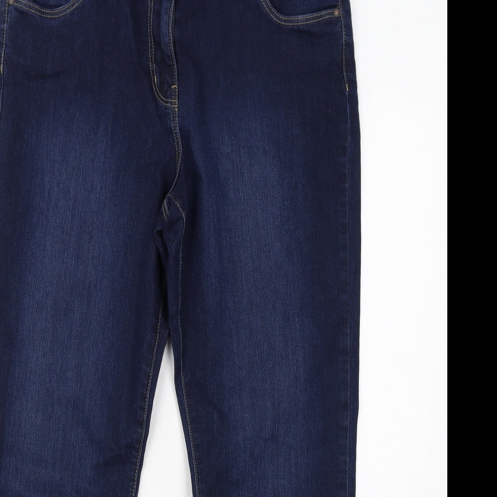 Bonmarché Womens Blue Cotton Straight Jeans Size 16 Slim Zip