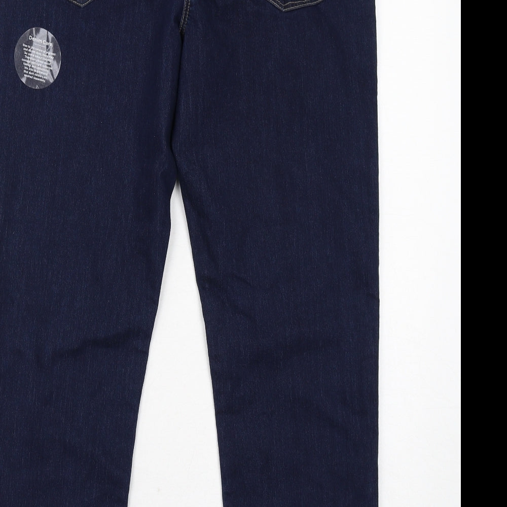 Bonmarché Womens Blue Cotton Straight Jeans Size 16 Slim Zip