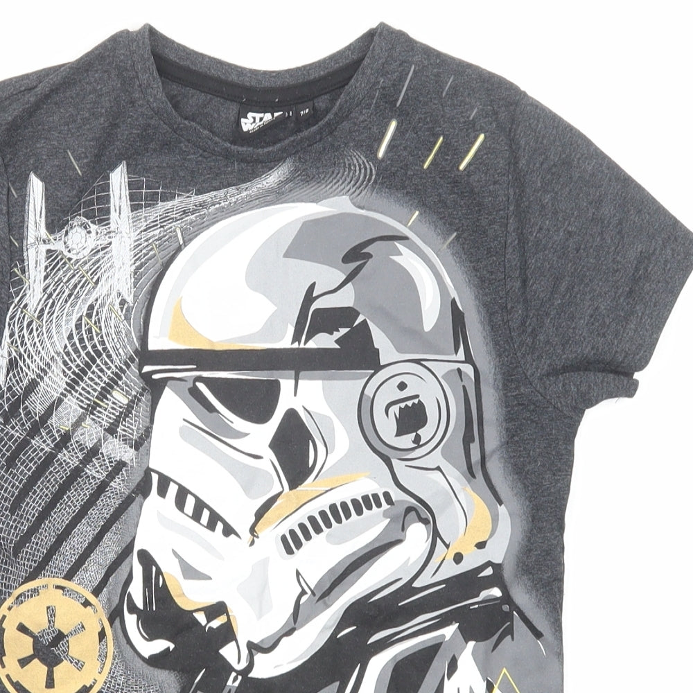 Star Wars Boys Grey Cotton Basic T-Shirt Size 7-8 Years Round Neck Pullover - Star Wars Storm Trooper