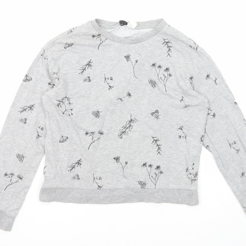 Divided by H&M Womens Grey Geometric Cotton Pullover Sweatshirt Size S Pullover