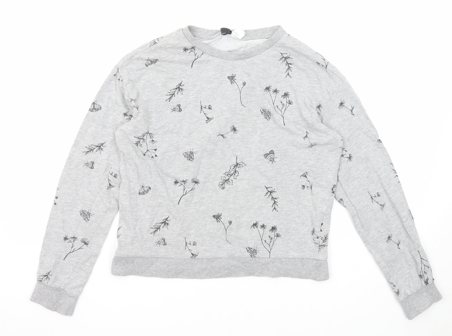 Divided by H&M Womens Grey Geometric Cotton Pullover Sweatshirt Size S Pullover