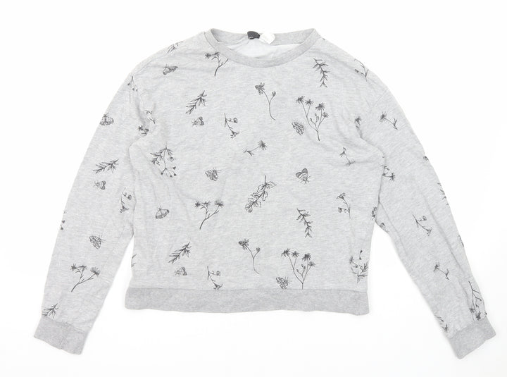 Divided by H&M Womens Grey Geometric Cotton Pullover Sweatshirt Size S Pullover