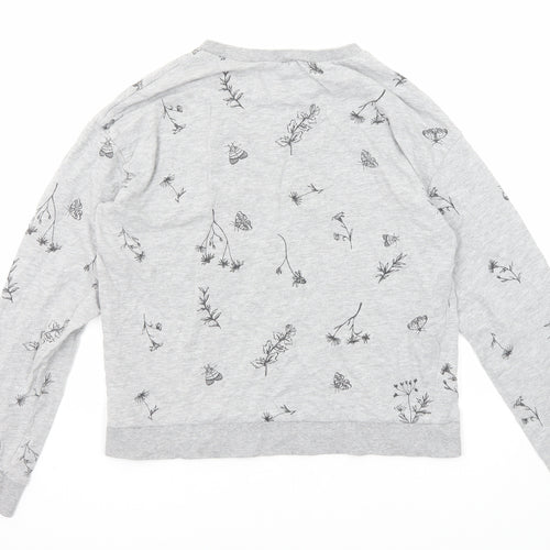 Divided by H&M Womens Grey Geometric Cotton Pullover Sweatshirt Size S Pullover