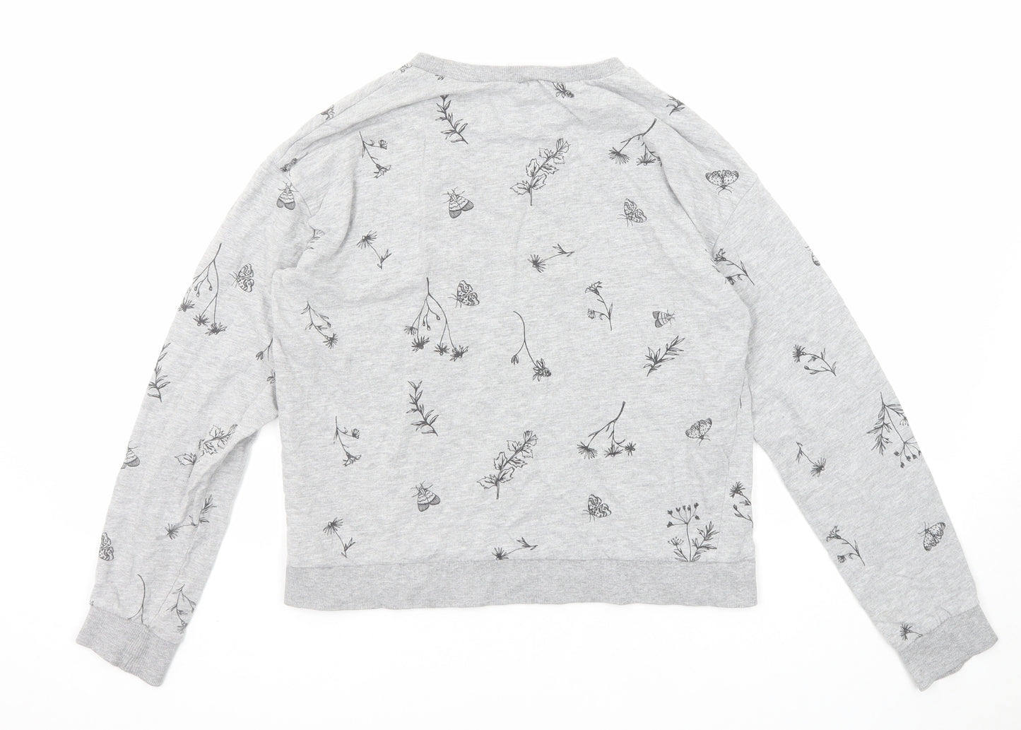 Divided by H&M Womens Grey Geometric Cotton Pullover Sweatshirt Size S Pullover