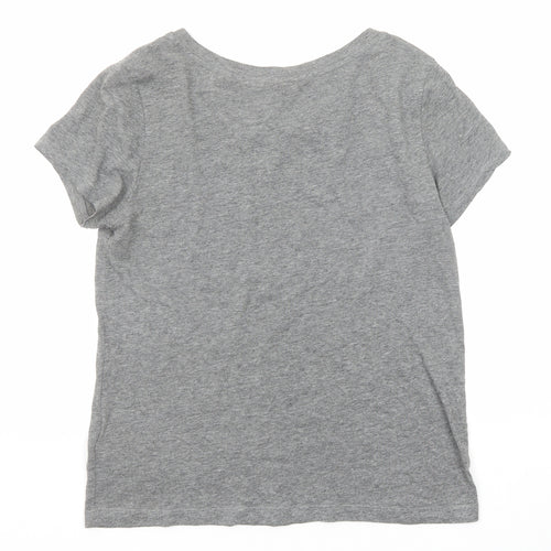 Divided by H&M Womens Grey Cotton Basic T-Shirt Size 10 Boat Neck - Ramones