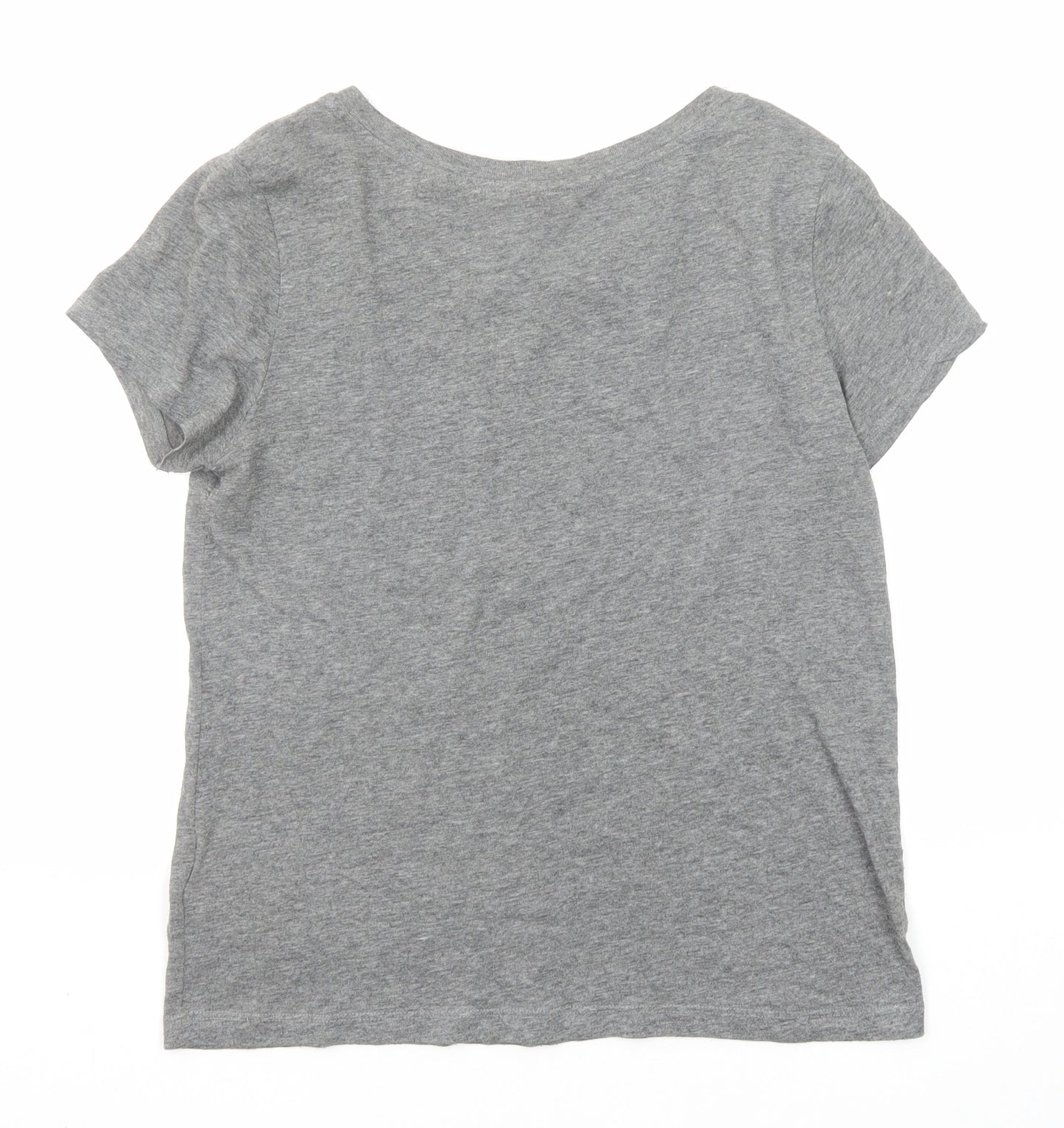 Divided by H&M Womens Grey Cotton Basic T-Shirt Size 10 Boat Neck - Ramones