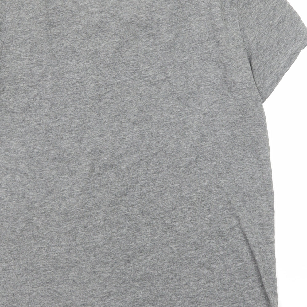 Divided by H&M Womens Grey Cotton Basic T-Shirt Size 10 Boat Neck - Ramones