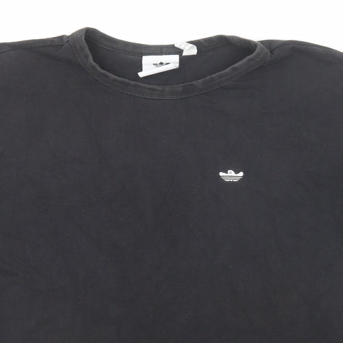adidas Mens Black Cotton T-Shirt Size M Round Neck