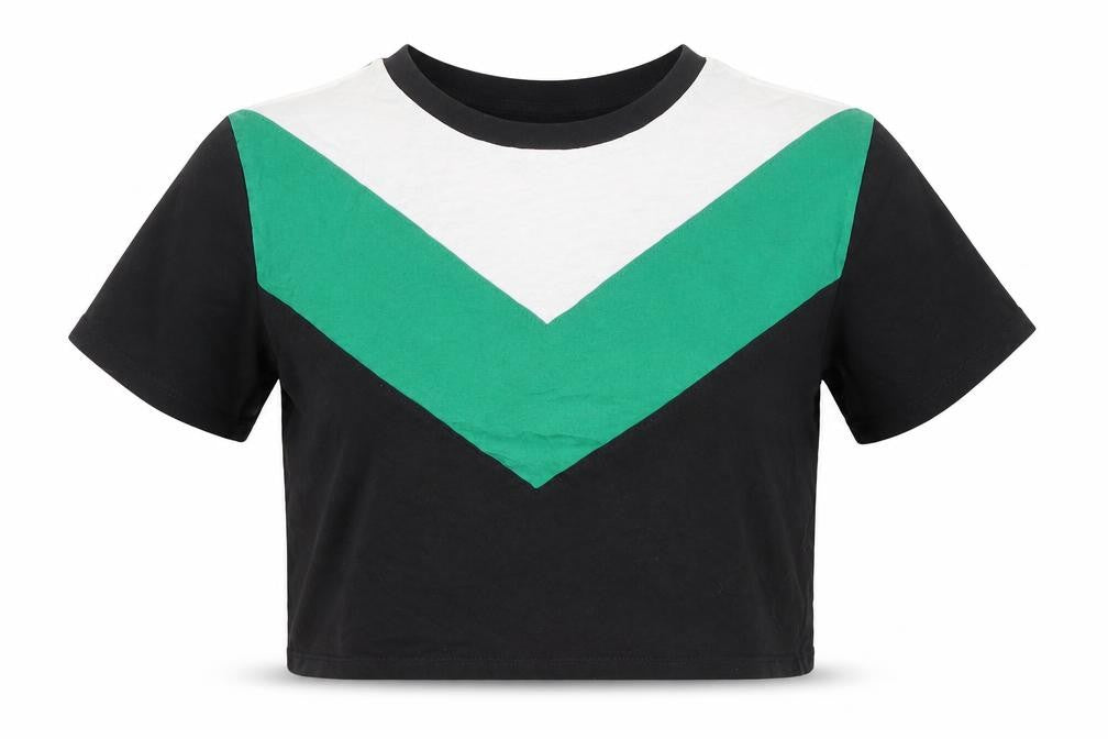Divided by H&M Womens Black Colourblock Cotton Basic T-Shirt Size XS Round Neck