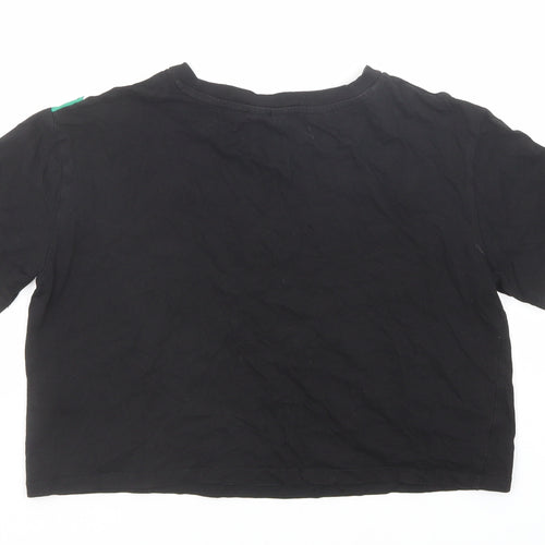 Divided by H&M Womens Black Colourblock Cotton Basic T-Shirt Size XS Round Neck