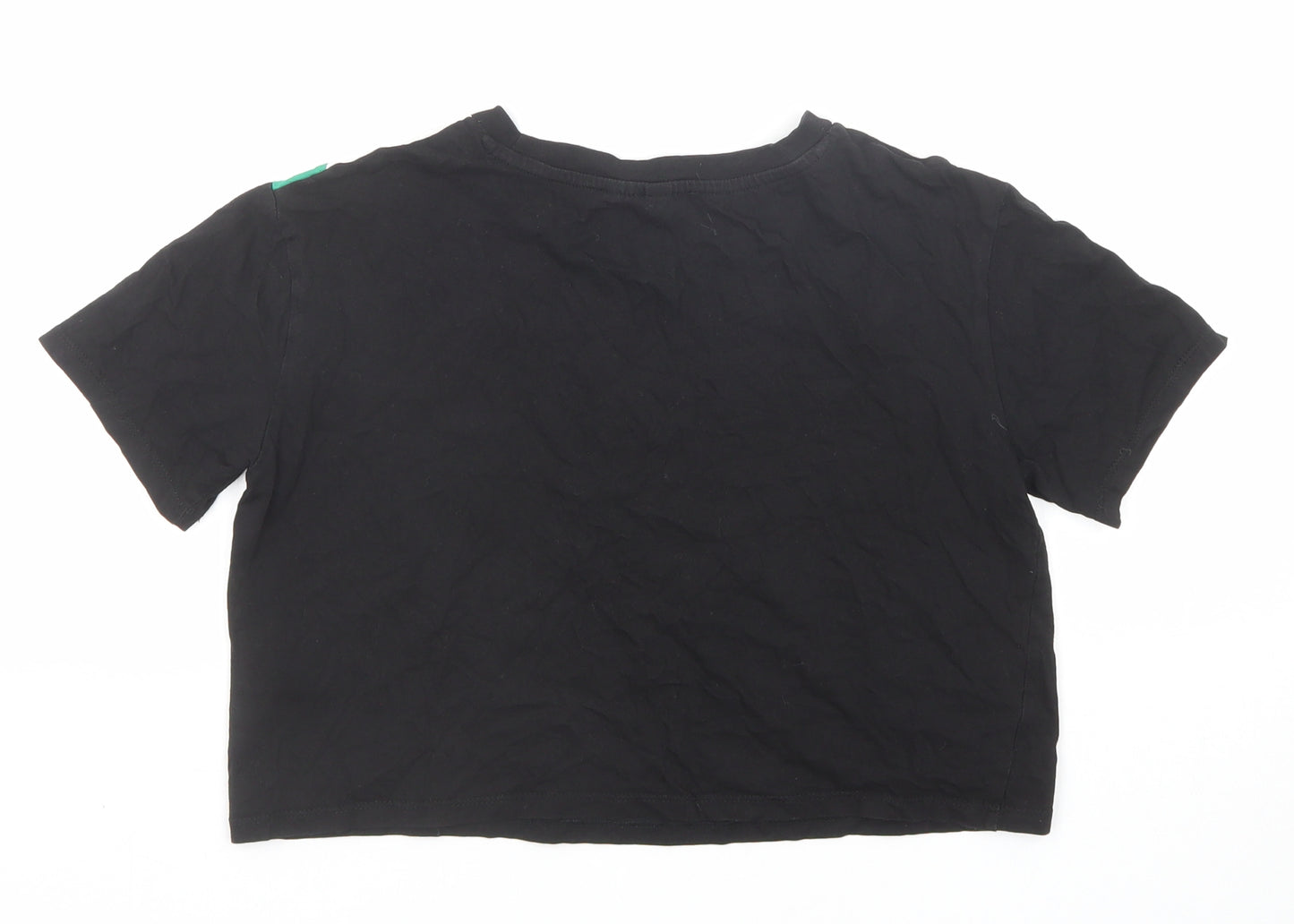 Divided by H&M Womens Black Colourblock Cotton Basic T-Shirt Size XS Round Neck