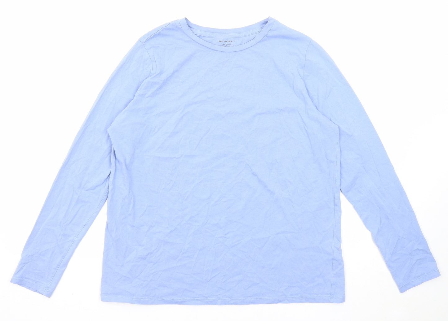 Marks and Spencer Womens Blue Cotton Basic T-Shirt Size 14 Crew Neck