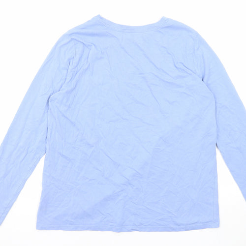 Marks and Spencer Womens Blue Cotton Basic T-Shirt Size 14 Crew Neck